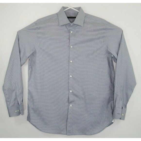 John Varvatos Star USA Mens Size 16 34/35 Gray White Oxford Button Up LS Shirt - Picture 3 of 12